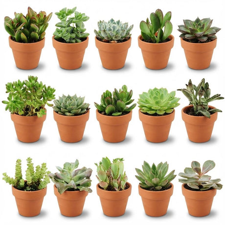 Collection mini cactus & succulentes x15 – Pots terracotta inclus