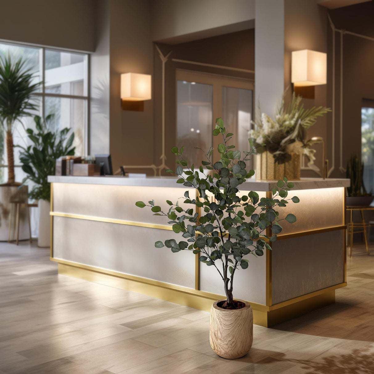 Kunstplant - Eucalipto - Gomboom blu - 140cm - 140